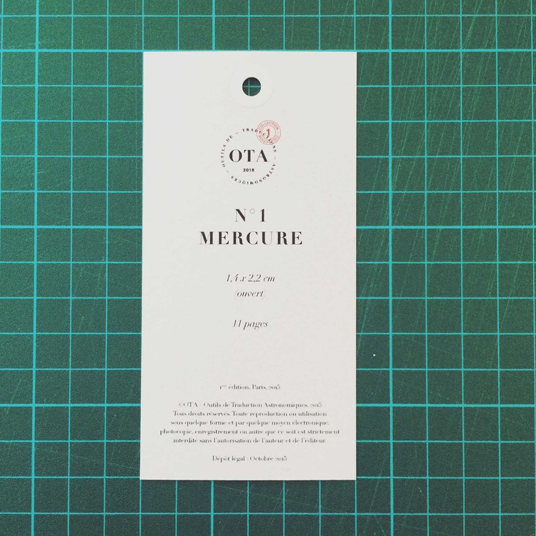 Livres éphémérides N°1 Mercure, livre tellurique, 11 pages Détail du marque-page