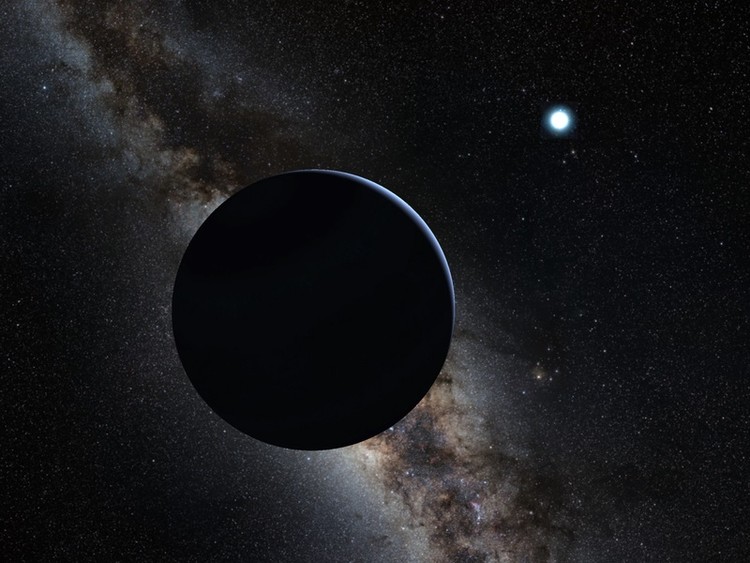 Vue d’artiste de la 9e planète – droits : HO/Caltech/AFP