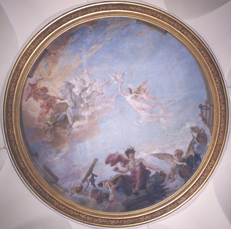 Allégorie représentant le passage de Vénus devant le soleil, par E. L. Dupain, 1886 - droits : Observatoire de Paris